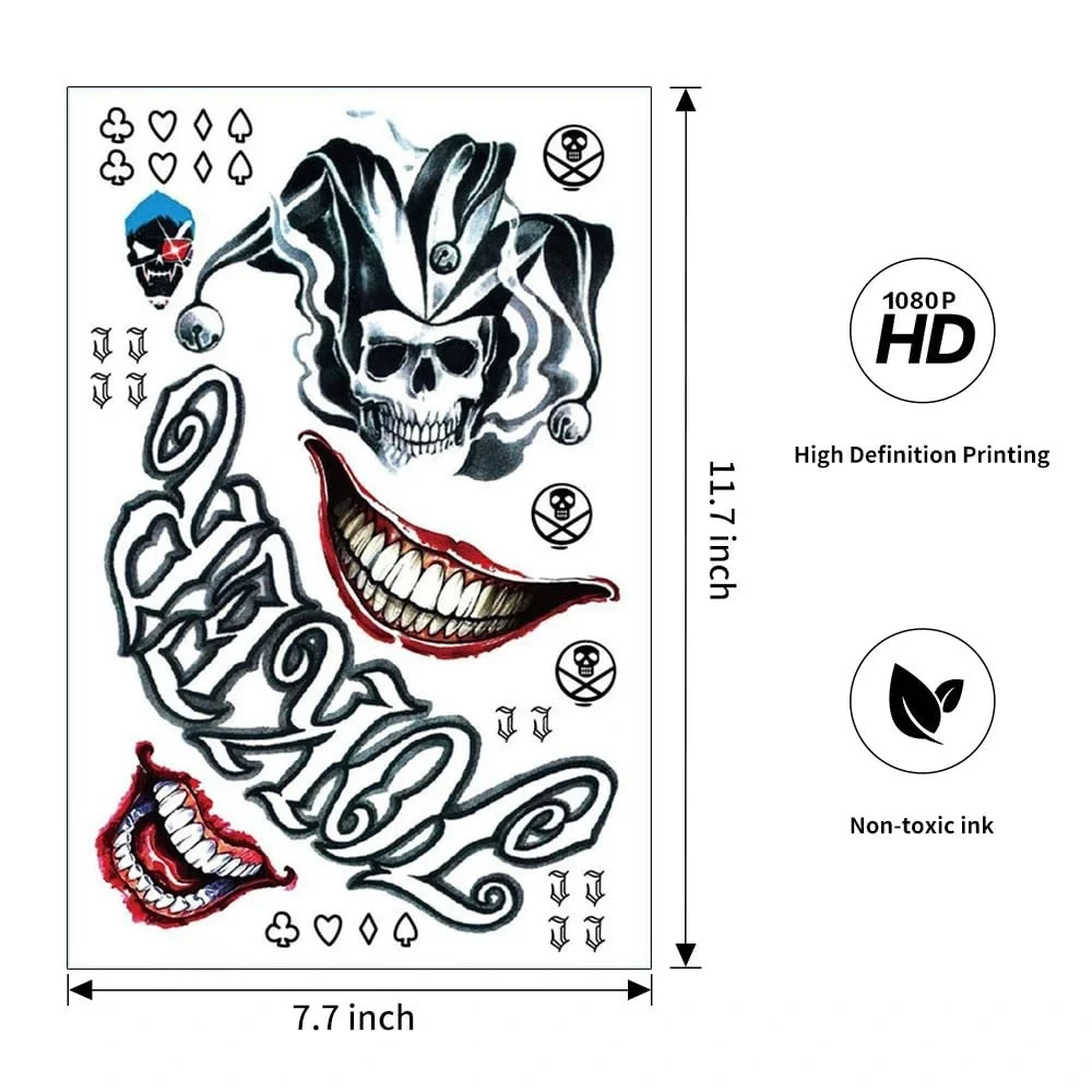 Joker Themed Temporary Tattoo Set